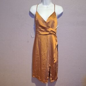 Lulu's Gold Strapless Dress